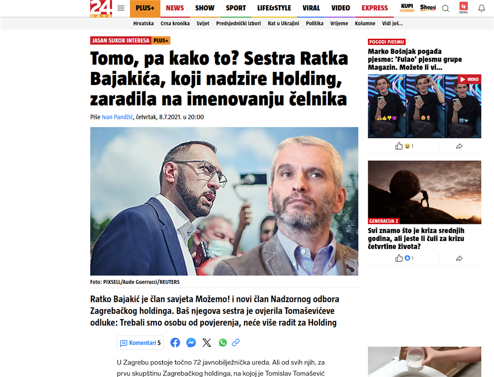 Sestra Ratka Bajakića, koji nadzire Holding, zaradila na imenovanju čelnika