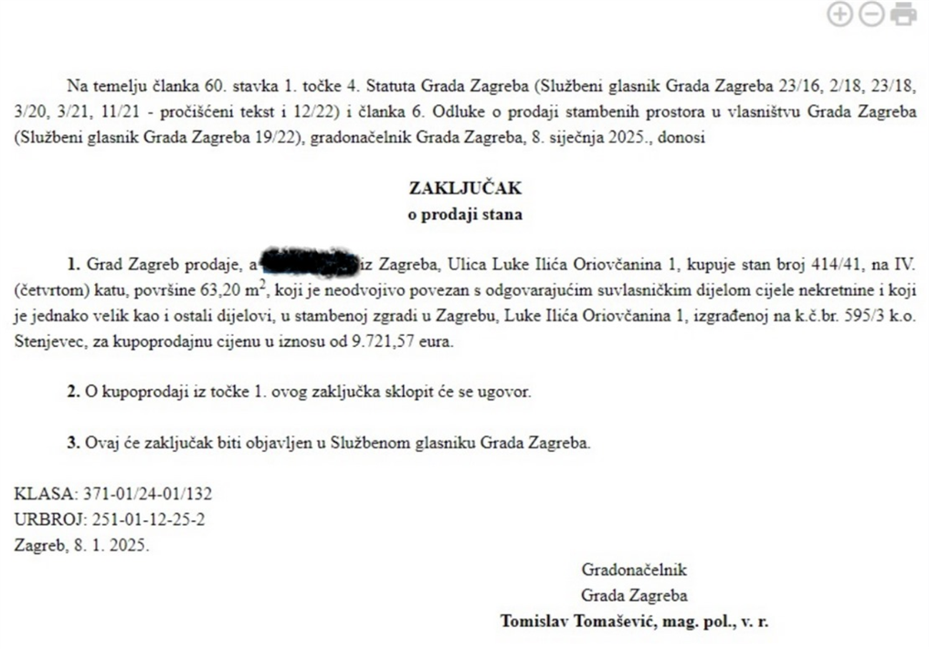 Prodaje se stan od 63,20 m² za 9.721,57 EUR-a u Zagrebu ( oko 153 EUR/m² )